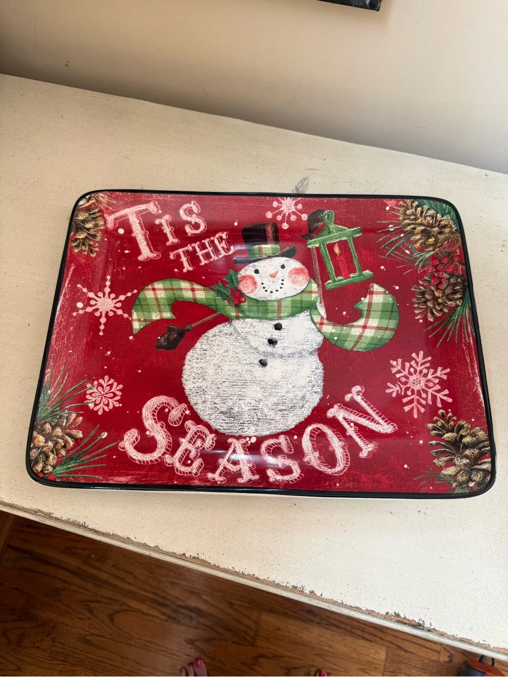 Certified International Red Snowman Placemat with Green Plaid Scarf